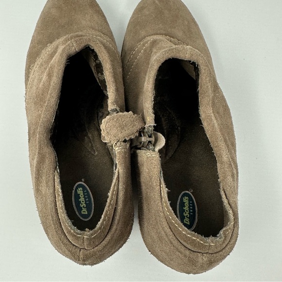 Dr Scholl’s Suede Leather Fold Over Ankle Boot Wedges Size 9 Brown - Picture 5 of 9